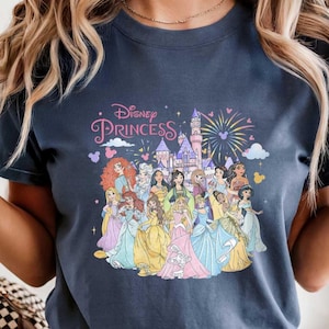 Disney Princess Comfort Color Tshirt, Birthday Princess Gift, Ariel Shirt, Pocahontas Tee, Anna Elsa Shirt, Rapunzel Shirt, Snow White Shirt image 1