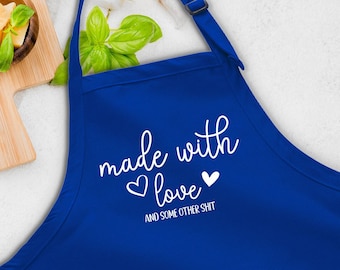 Made With Love Apron, Kitchen Quotes Apron, Funny Apron, Baking Apron Gift, Gift For Chef, Mommy Apron, Cooking Apron, Cook Apron, Mom Apron