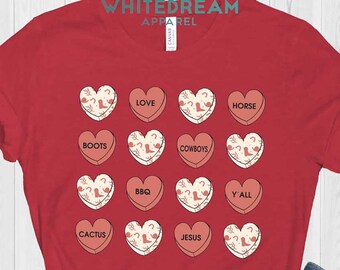 Candy Hearts Self Love Shirt, Retro Love Cowboys Shirts, Valentines Conversation Heart Shirt, Western Valentine's Day Shirt, Couple Shirt