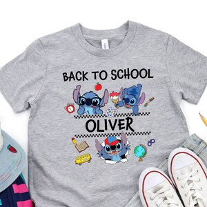 Custom Student Shirt, Stitch School Tee, Back To School Tee, Pupil Name Shirt, Preschool Teacher Tee, Second Grade Tee, Hello School Shirt