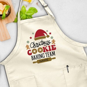 Christmas Apron, Baking Team, Santa Apron, Personalized Apron, Custom Name Shirt, Gift For Christmas, Kitchen Apron, Baking Crew Gift