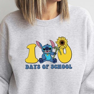 Stitch 100 Days Sweatshirt, 100 Days School Tee, 1st Grade Shirt, Stitch School Tee, Gift For Pupils, Stitch Pupil Tee, 100 Days Teacher Tee