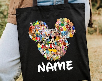 Custom Disney Bag, Disney Characters Tote, Name Tote Bag, Mickey Tote Bag, Personalized Bag, Disney Tote Bag, Disney Vacation Tote Bag