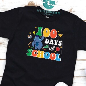 Stitch 100 Days T-Shirt, 100 Days School Tee, Stitch School Sweatshirt, 1st Grade Pupils Tee, 100 Days Teacher Shirt, 100 Days Student Tee