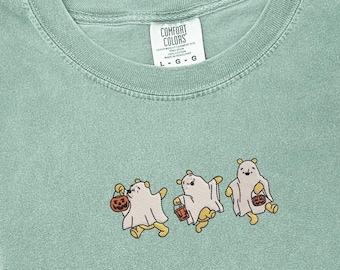Embroidery Winnie Halloween Shirt, Comfort Colors, Ghost Winnie Tee, Disney Halloween Party Gift, Winnie The Pooh Tee, Spooky Winnie Shirt