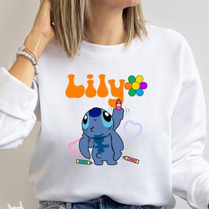 Custom Stitch T-Shirt, Custom Pupil Shirt, Teachers Name Sweatshirt, Stitch Sweatshirt, 1st Grade Pupil Tee, First Day Of School Tee