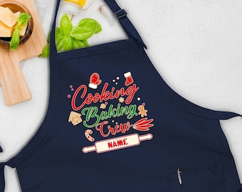 Personalized Cookie Apron, Baking Crew Apron, Christmas Apron, Cookie Gifts, Custom Name Apron, Xmas Apron, Kitchen Apron, Christmas Gifts
