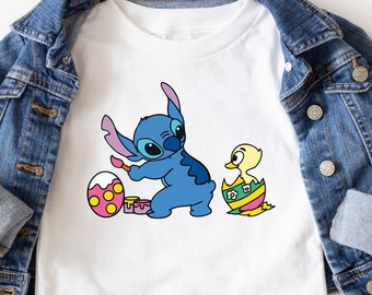 Easter Stitch T-Shirt, Stitch Kids Tee, Easter Stitch Onesie, Bunny Stitch Tee, Bunny Eggs T-Shirt, Happy Easter Day Tee, Disney Stitch Tee