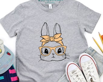 Bunny with Glasses T-Shirt, Cute Easter Shirt, Bunny Shirt, Cute Bunny Shirt, Bunny With Yellow Glasses T-Shirt, Yellow Glasses Bunny Shirt