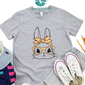 Bunny with Glasses T-Shirt, Cute Easter Shirt, Bunny Shirt, Cute Bunny Shirt, Bunny With Yellow Glasses T-Shirt, Yellow Glasses Bunny Shirt