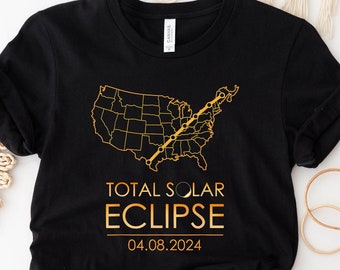 America Eclipse Tour Shirt, US Eclipse Route Tee, Eclipse 2024 T-Shirt, Total Solar Eclipse Tee, 8 April 2024 Tee, Eclipse Observer Tee