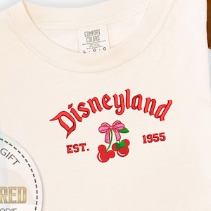 Embroidery Disney Shirt, Embroidery Cherry Tee, Comfort Colors, Disneyland 1955 Tee, Mickey Mouse Tee, Minnie Mouse Shirt, Disney World Tee