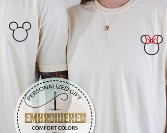 Embroidered Disney Shirt, Embroidery Minnie Tee, Embroidery Mickey Tee, Comfort Colors, Mates Disney Shirt, Disney Family Tee, Disney Tshirt