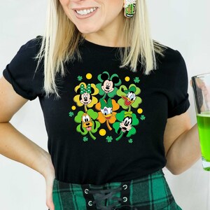Mickey & friends Happy St. Patrick&#39;s day Disney T-shirt, Disney St Patrick&#39;s Day Shirt, 4 Leaf Clover Disneyland shirt, Lucky Mickey Minnie