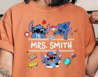 Comfort Colors Shirt, Custom Teacher Shirt, Stitch Teacher Tee, 1st Day School Tee, Teachers Name Tee, Teachers Day Shirt, Stitch Pupil Tee