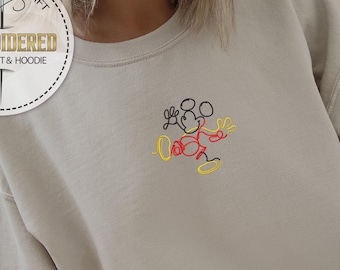 Embroidery Mickey Sweatshirt, Embroidery Mickey Hoodie, Mickey Kid Sweatshirt, Mickey Art Line Wear, Disney Youth Sweatshirt, Disney Hoodie