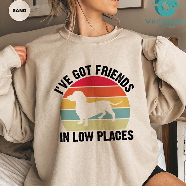 I've Got Friends In Low Places Sweatshirt, Retro Shirt, Vintage T-shirt, Funny Dachshund Shirt, Colorful Dachshund Shirt, Friends Sweatshirt