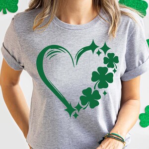 Heart Shirt, Love Shirt, Saint Patrick&#39;s Shirt, Paddy&#39;s Shirt, Women Graphic Tee, Irish Shirt, Mom Shirt, Girl Shirt, Shamrock Shirt