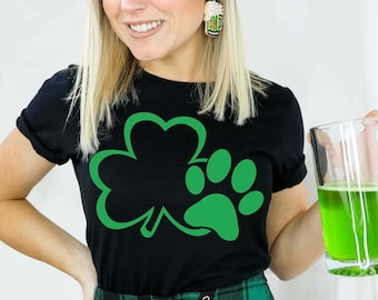Shamrock Shirt, Lucky Shirt, Saint Patrick&#39;s Day Shirt, Paw Shirt, Dog Owner Shirt, Dog Lover Gift Tee, Irish Shirt, Paddy&#39;s Day Shirts