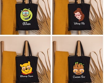Custom Disney Bag, Disney Characters Bag, Name Tote Bag, Disney Personalized Bag, Stitch Tote Bag, Mickey Bag, Star Wars Bag, Elsa Tote Bag