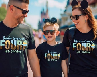 Custom Birthday Shirt, Ice Cream Birthday Tee, Custom Ice Cream Tee, Age Shirt, 4th Birthday Tee, Scream Four Ice Cream Tee, Third Year Tee