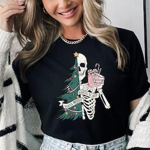 Sorta Scary T-shirt, Sorta Merry Shirt, Christmas Shirt, Skeleton Shirt, Spooky Christmas, Xmas Party Shirts, Vacation Shirt, Gothic Gifts
