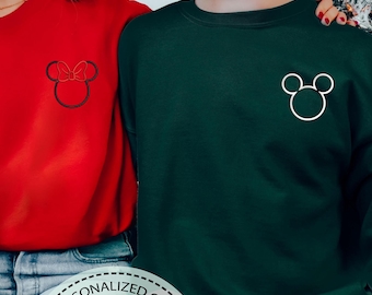 Embroidery Minnie Sweatshirt, Embroidered Mickey Hoodie, Minnie Kid Sweatshirt, Disney Youth Wear, Disney Trip Wear, Embroidery Disney Gift