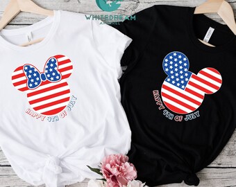 Happy 4th Of July T-shirt, Mickey and Minnie Shirt, USA Flag Shirt, American Shirt, Fourth Of July Shirt, Minnie Mouse Shirt, Disney T-shirt