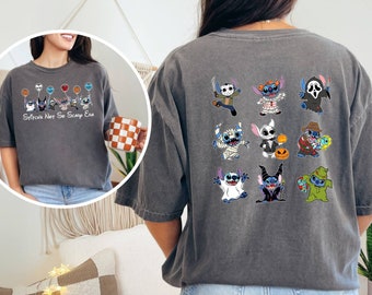 Comfort Colors Shirt, Stitch Halloween Tee, Scary Stitch Tee, Halloween 2 Sided Tee, Not So Scary Era Tee, Halloween 2024 Tee, Stitch Shirt