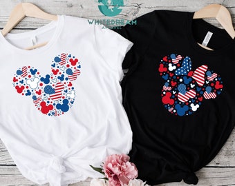 American Mickey T-shirt, Minnie Mouse Shirt, Red White and Blue Tee, USA Flag Shirts, 4th Of July Gifts, Disney Apparel, Mickey Mouse Tees
