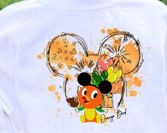 Disney Orange Bird Water Color Kids Sweatshirt, Disney World Hoodie, Disneyland Sweatshirt, Orange Mickey Balloon Magic Kingdom Hoodie