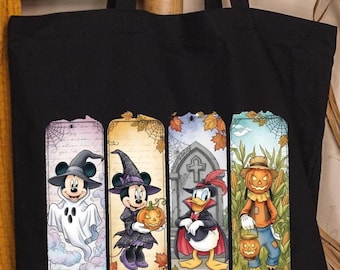 Halloween Disney Spooky Season Tote Bag, Disney Squad Bag, Mickey Friends Tote Bag, Witch Minnie Gift, Goofy Pumpkin Bag, Ghost Mickey Bag