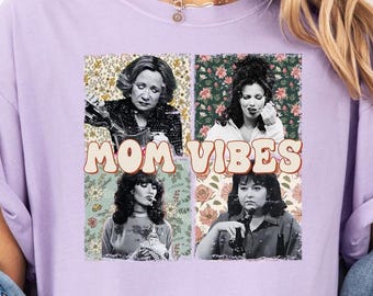 Camiseta con vibras de mamá, camiseta retro para mamá, camiseta vintage para mamá, regalo para el Día de la Madre, colores cómodos, camiseta para mamá, ropa para mamá de los 90, camiseta con foto de mamá