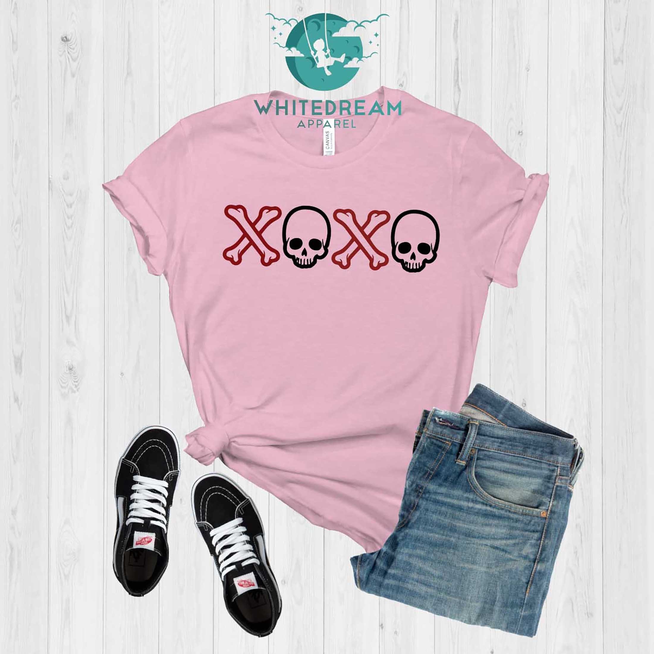 XOXO Shirt, Skull Shirt, Valentines Day Tee, Couple Shirt, Gift For Girlfriend, Valentines Heart, Cute Valentine Tshirt, Valentines Day Gift