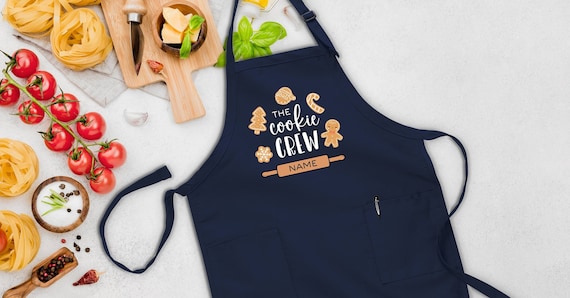 Cookie Crew Apron, Personalized Apron, Custom Name Apron, Cooking Gift, Kitchen Apron, Personalized Gift For Christmas, Baking Crew Apron