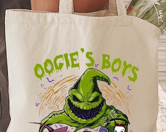Oogie's Boys Halloween Tote Bag, Barrel Shock Lock Bag, Kids Tote Bag Gift, Disney Halloween Gift, Nightmare Christmas Bag, Ghost Tote Bag