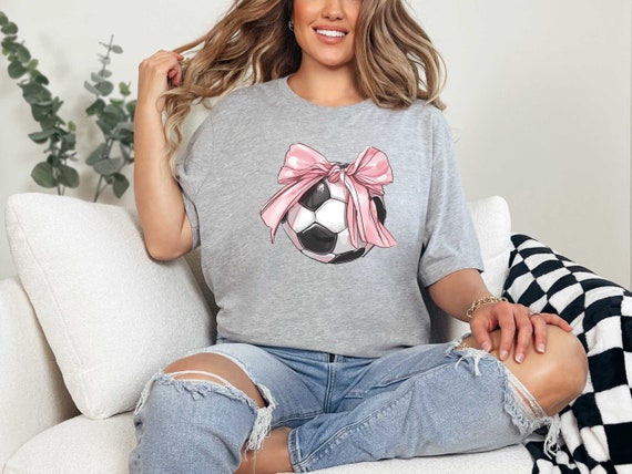 Coquette Soccer Bow Shirt, Soccer Ball Tee, Coquette Ribbon Tee, Soccer Fan Mom Tee, Soccer Ribbon Tee, Soccer Ball Tank Top, Soccer Fan Tee
