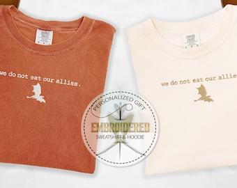 Embroidered Dragon Shirt, Comfort Color Tee, We Dont Eat Our Allies Tee, Fourth Wing Tshirt, Basgiath War College Tee, Dragon Book Lover Tee