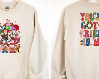 Christmas Toy Story Sweatshirt, You've Got A Friend Wear, Toy Story Hoodie, Disney 2 Sides Wear, Sheriff Woody Wear, Jessie Sweatshirt