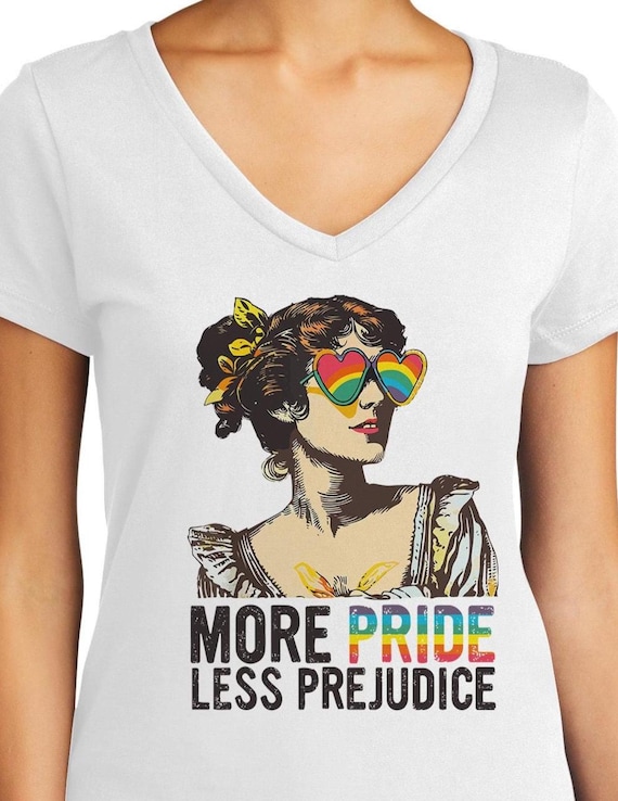 More Pride Less Prejudice Shirt, Pride Parade Shirt, LGBTQ Vneck, Anti Discrimination Tee, Equality Tshirt, Social Justice Tee, Rainbow Tee