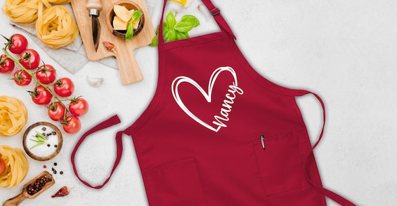 Personalized Apron, Name Apron, Custom Apron, Love Apron, Heart Apron, Valentine Apron, Gift For Mommy, Darling Gift Apron, Baking Apron