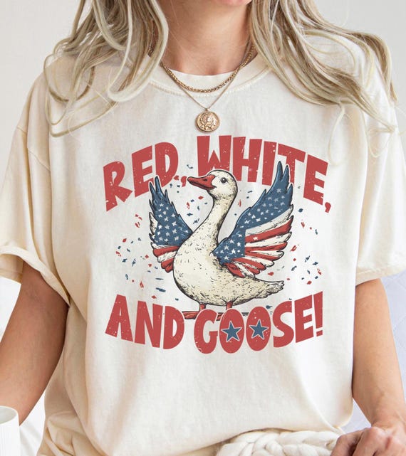 Red White And Goose Shirt, 4th Of July Shirt, Comfort Color, American Goose Shirt, Stars Stripes Tee, USA Goose Shirt, Freedom Shirt