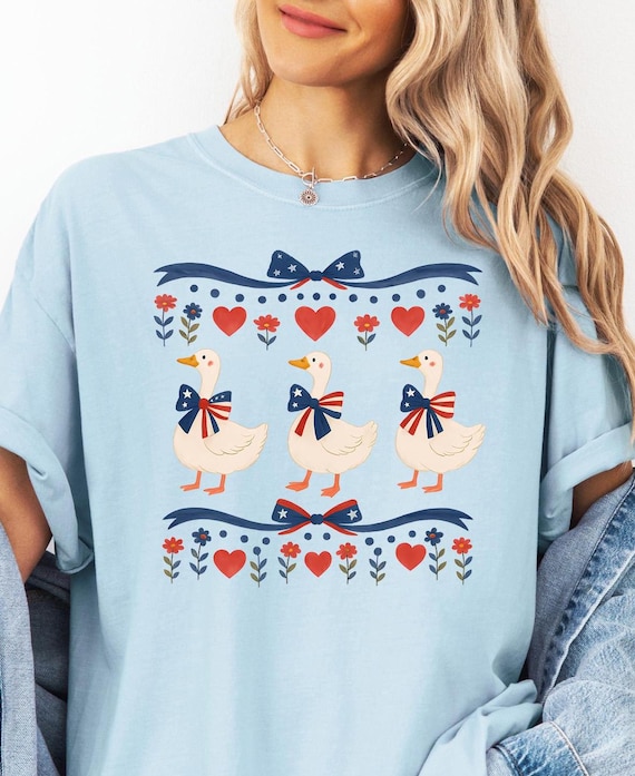 American Goose Shirt, 4th Of July Shirt, Comfort Color, USA Goose Shirt, American Vibes Tee, Celebration Shirt, Patriotic Tee, USA Woman Tee