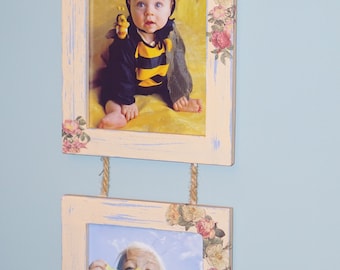 Shabby Chic Handmade Wooden Frame - Double Frame - Family Gifts - Home Decor - Gift Ideas