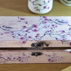 Scatola dei ricordi floreale in legno, portagioie shabby chic, scatola regalo, scatola unica