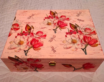 Wooden box, unique box, handmade box with shabby chic technique, decoration, gift