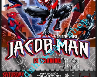 spider-man into the spider-verse birthday invitation 2