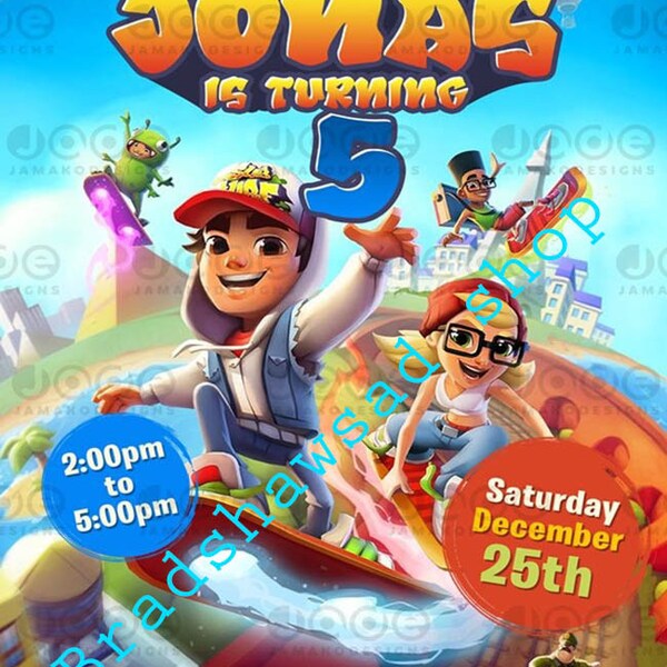 subway surfers birthday invitation