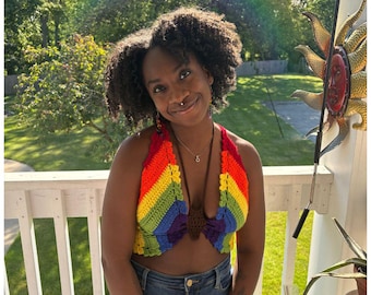 Crochet Butterfly Pride Top *swipe to the end for size chart* *Made to order*