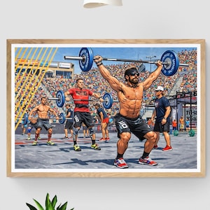 Poster van de CrossFit Games met een cross-trainingatleet in de hoofdrol.